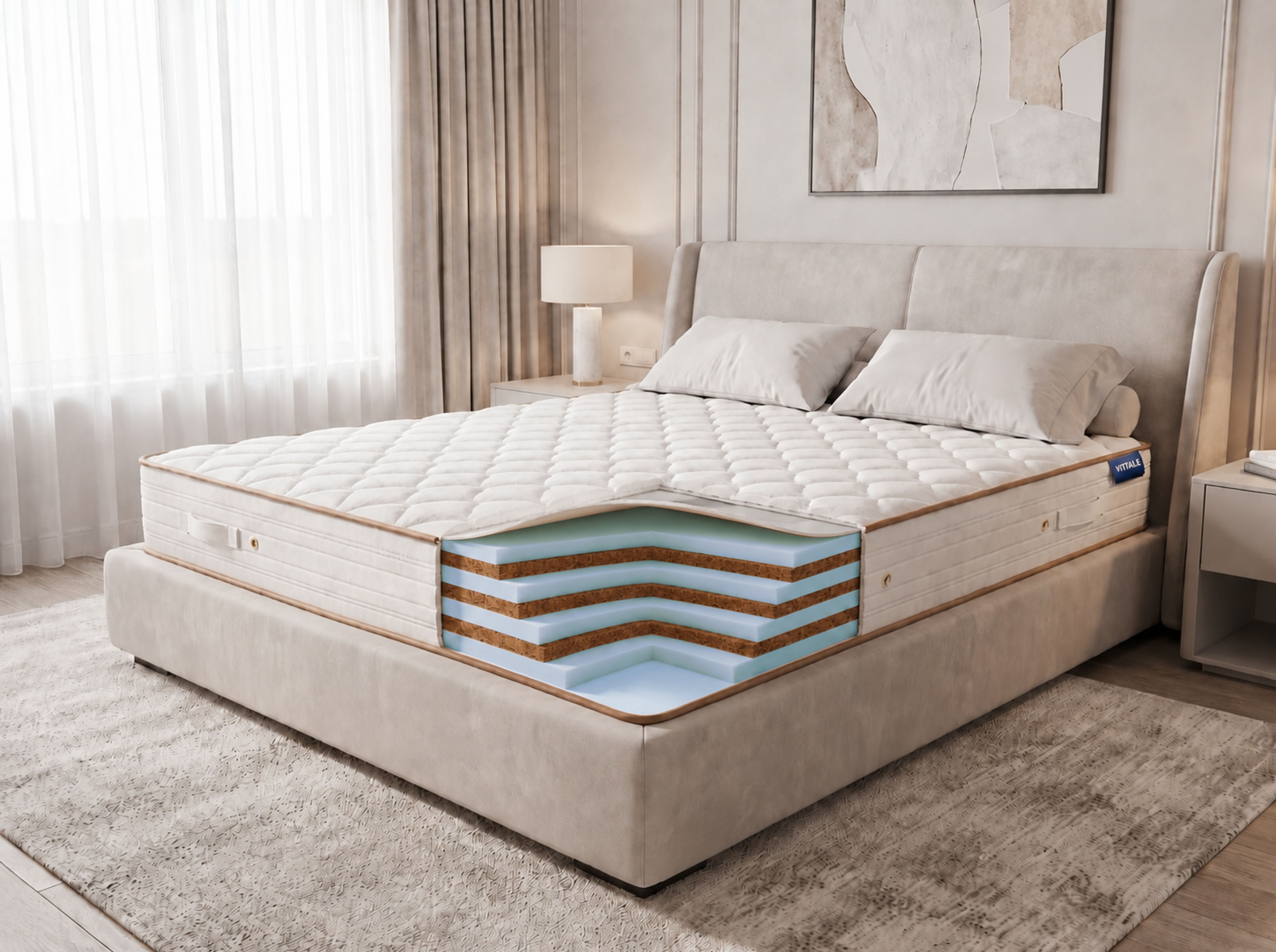 Беспружинный анатомический матрас из кокосовой койры жесткий Vitaflex Foam-Hard Hight серии Mix