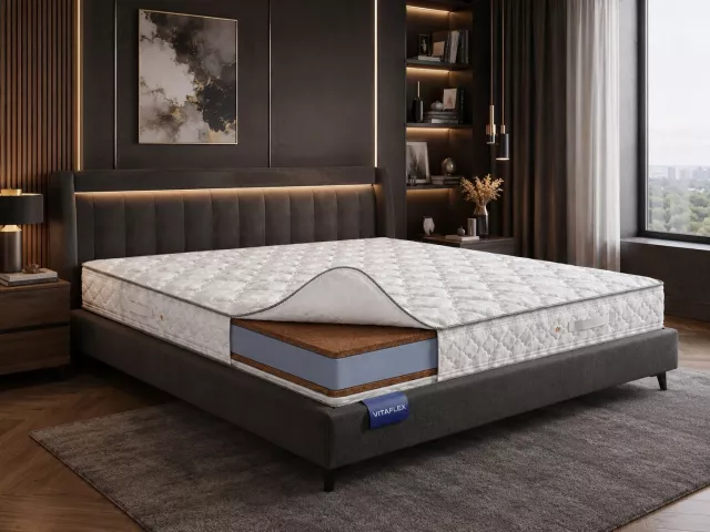 Беспружинный анатомический матрас из кокосовой койры жесткий Vitaflex Standart Double Hard серии Foam
